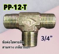 ข้อต่อไฮดรอลิค เกลียวนอก สามทาง PT 3/4" PP-12-T (250 Bar)