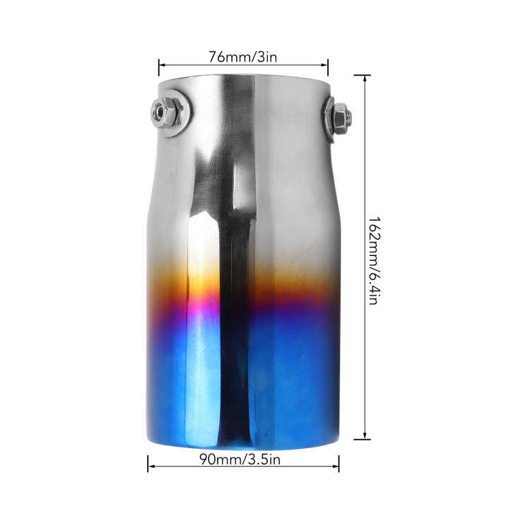 ปลายท่อไอเสีย-3in-inlet-3-5in-outlet-6-4in-ความยาวตรงขอบท่อไอเสียรถยนต์สแตนเลส