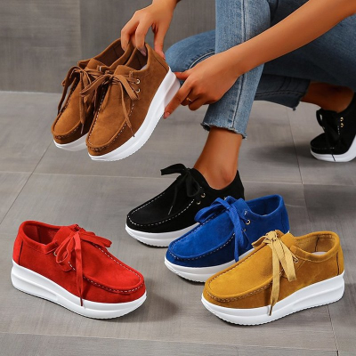 shoes for women 2021 sneakers zapatillas mujer thick-soled loafers front lace-up wedge heel casual shoes chaussure femme chunky