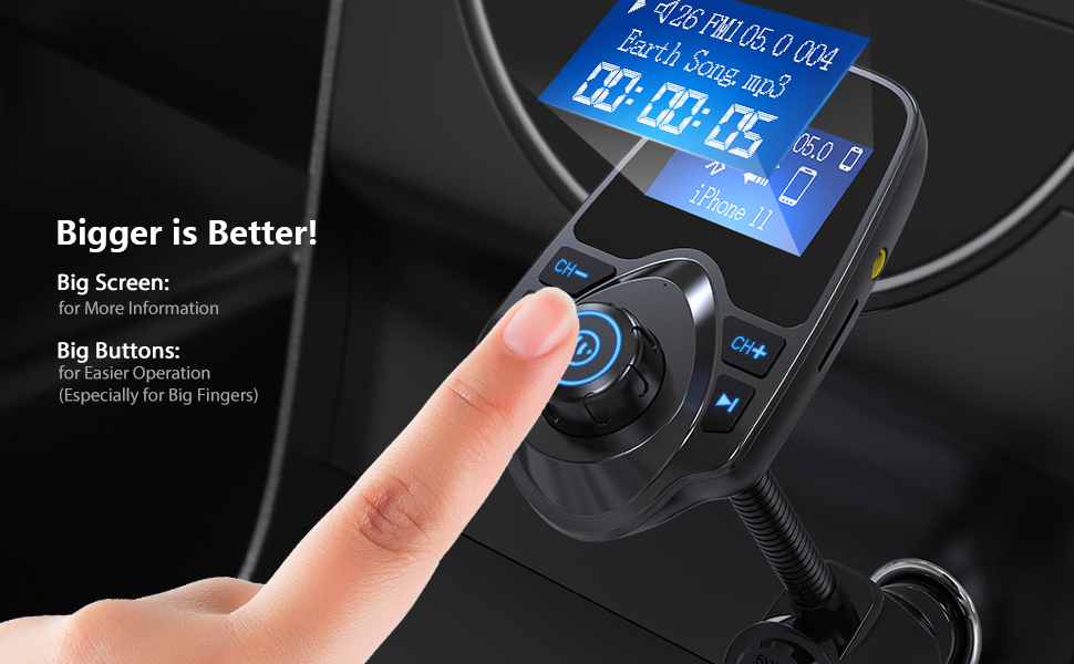 Nulaxy Wireless In-Car Bluetooth FM Transmitter Radio Adapter Car Kit W 1.44 
