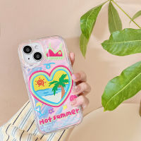 เคสโทรศัพท์รูปหัวใจเลเซอร์3D แฟชั่นใช้ได้กับ IPhone14 13 12 11 Pro Max X XS ฝาหลัง TPU นุ่มกันกระแทกเรียบ