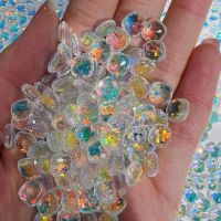 40PC Holo K9 Glass Fat Square Crystal Nail Rhinestone Non-Flat Bulb Shaped Manicure Glass Rhinestones Nail Art Accessories 8x8mm