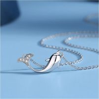 s925 Dolphin Necklace สร้อยคอเงินแท้  โลมาน้อย ประดับ Cubic Zirconia (CZ)