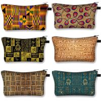 【CC】 Egyptian Hieroglyphs Symbols Print African Woman Makeup  Storage for Neceser