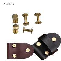 XUNZHE 10pcs 4- 15mm Luggage Leather metal Craft Solid Screw Nail Rivet Double Flat Head Belt/strap Rivets Copper great quality