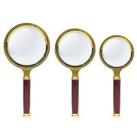 80mm 90mm 100mm Portable Handheld 10X Magnifying Glass Retro Handle Magnifier Eye Loupe Glass