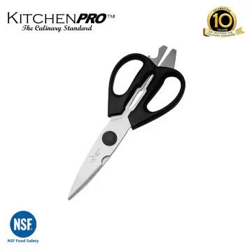 1pc Kitchen Scissors With Walnut Clipper & Bottle Opener