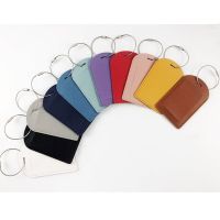 【DT】 hot  Anti-lost Luggage Tag Solid Candy Color Lady Men PU Leather Travel Boarding Pass Baggage Label Identifier Name ID Address Holder