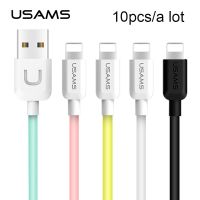 325วังฮีขายดี - /  USAMS 10Pcs 1M 2A แสงที่มีสีสัน Type C Micro USB โทรศัพท์มือถือสำหรับ iPhone iPad Huawei Xiaomi Samsung Basic Charger สายไฟ