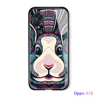 เคสใส่โทรศัพท์สำหรับ OPPO A38 A18เคสมันวาวลายสัตว์สไตล์โบฮีเมียนโบฮีเมียนสุดสร้างสรรค์ปลอกฝาหลังกระจกนิรภัยป้องกัน