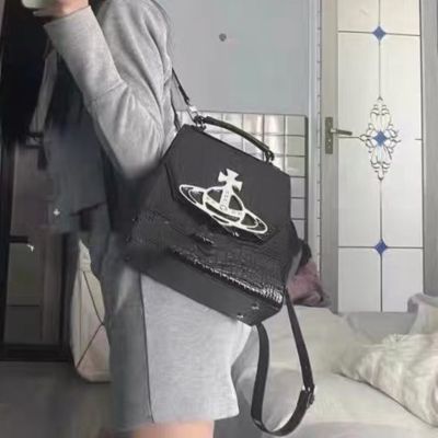 กระเป๋าหนังคาวไฮด์ญี่ปุ่นสำหรับผู้หญิง2023มาใหม่จักรพรรดินีลวดลายจระเข้ Presbyopic กระเป๋าสะพายไหล่กระเป๋านักเรียนคอมพิวเตอร์