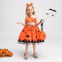 Special for holiday 2022 European and childrens girls dress fashionable slanted shoulder funny printed princess