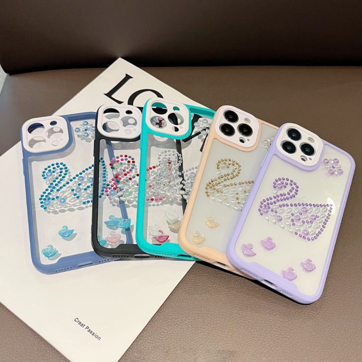 เคสขอบสีลายหงษ์-a03-a03s-a02s-a12-a23-5g-redmi9a-redmi10cเคสขอบสีลายหงษ์-เคสติดมุกสวยหรู