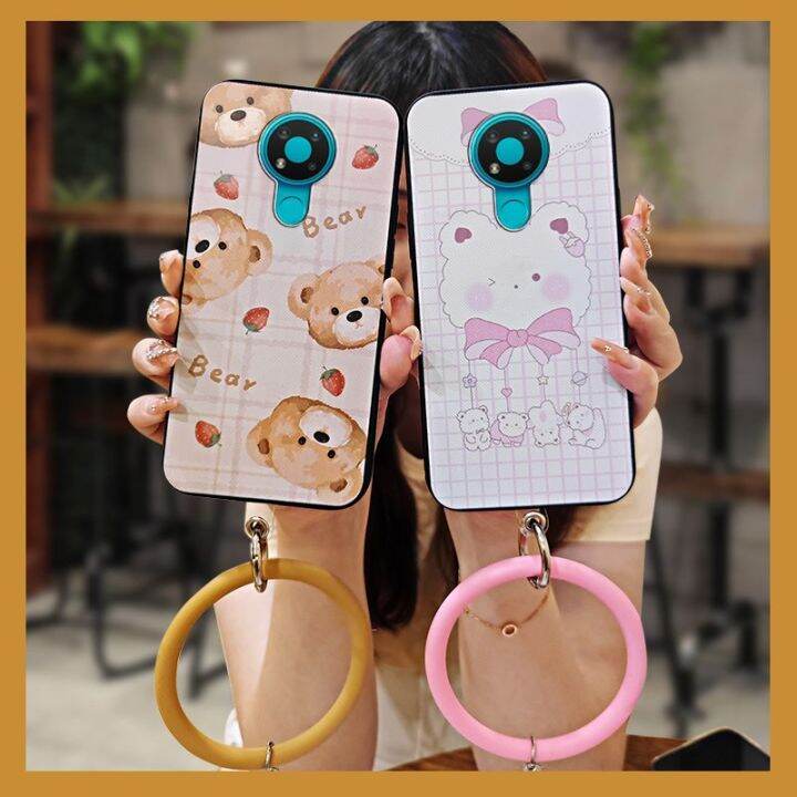 texture-youth-phone-case-for-nokia-3-4-cute-creative-trend-luxurious-ring-taste-couple-hang-wrist-liquid-silicone-funny