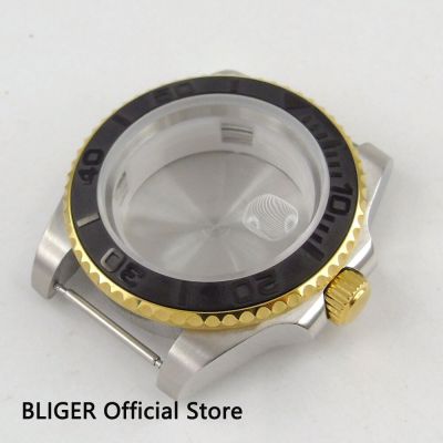 BLIGER 40MM Stainless Steel Watch Case Sapphire Galss With Date Magifier Ceramic Bezel Fit ETA2836 Automatic Movement
