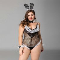 New Fashion Plus Size Sexy Lingerie Cosplay Bunny Gir Costumes Large Size Lace See-Through Roleplay Rabbit Bodysuit Outfit