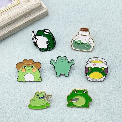 【CW】 Little Frog Collection Metal Enamel Brooch Cartoon Cowboy Small Badge Lapel Pin Jewelry Accessories