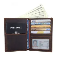 Genuine Leather Passport Cover Driver License Bag Document Credit Card RFID Purse Travel Men Wallet Ticket Holder Case for Women