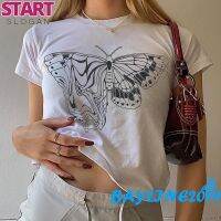 START BAY-Women Summer Casual T-shirt, Adults Butterfly Print Short Sleeve Round Neck Pullover