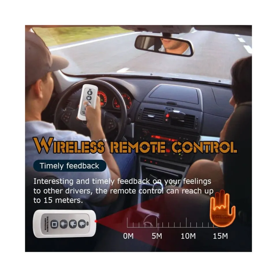 Funny Car Finger Light with Remote, Road Rage Signs Middle Finger