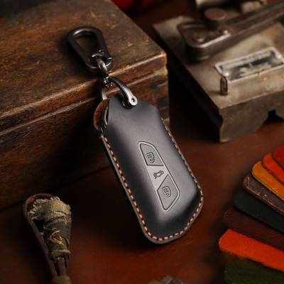Leather Car Accessories Key Cover Case Fob Shell for Volkswagen VW Golf 8 ID.6X Crozz Mk8 for Skoda 2018 Holder Keychain Bag