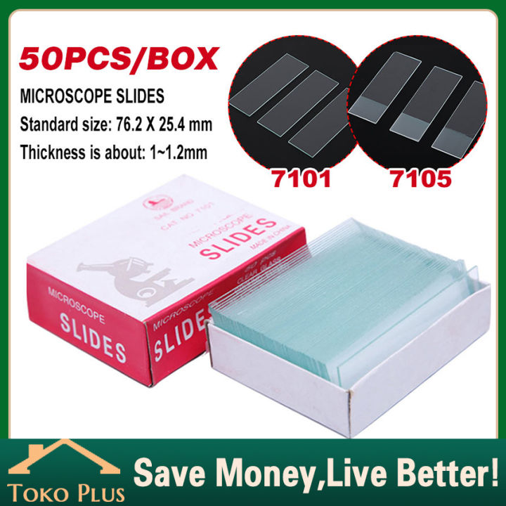 50ppcsbox Object Glass 7101 7105 Microscope Slides Kaca Mikroskop Slides Kaca Preparat Objek 8330