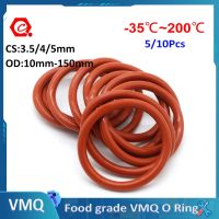 5/10 Buah CS3.5/4/5Mm Silikon Merah O-ring VMQ Makanan Kelas Penyegelan Cincin Tahan Air dan Terisolasi OD 15-80Mm