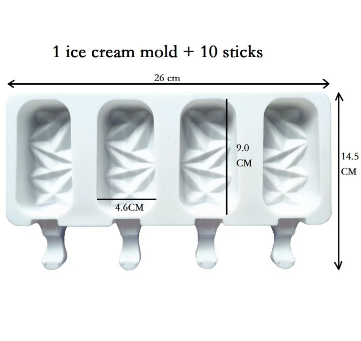 4เซลล์ซิลิโคนไอศครีมแม่พิมพ์น้ำแข็งก้อนป๊อปไอติมบาร์เรลแม่พิมพ์ขนมตู้แช่แข็งน้ำผลไม้-diy-แม่พิมพ์ชงเครื่องมือที่มีไอติมติด