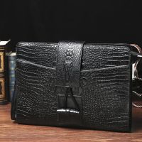 Mens Pu Leather Luxury Clutch Bag Crocodile Pattern Clutches Purse Handbag with Shoulder Strap Man Hand Bag Pouch Wallet Bolso