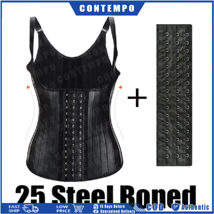 25 Steel Boned Slimming Corset Workout Girdle Vest Latex Women