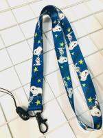 SNOOPY  STAR  สายคล้องคอ สายคล้องบัตร ห้อยโทรศัพท์ ลาย  BLUE   A น่ารัก มีก้ามปู มีห่วงเล็ก ถอดได้ ขนาดกว้าง 20 มิลลิเมตร ผลิตจากผ้า อย่างดี มีบริก