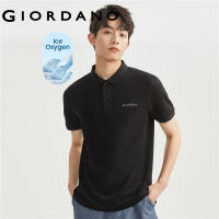 GIORDANO ผู้ชาย เทคโนโลยีชั้นสูงีความรู้สึกเย็นน้ำแข็งออกซิเจนเย็นถักปักแขนสั้นโปโล Free Shipping 01013381