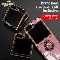 KISSCASE เคสโทรศัพท์นักบินอวกาศชุบหรูหราสำหรับ Samsung Galaxy Z Flip 5G เคสนิ่มมีที่ยึดแหวนซิลิโคนกันกระแทกฝาครอบ Flip5อุปกรณ์เสริมโทรศัพท์