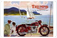 Triumph RMC 50มอเตอร์ไซค์ชายฝั่งหมู่บ้าน7.8 "X 11.8" โปสเตอร์ดีบุกแผ่นโลหะเครื่องตกแต่งฝาผนัง