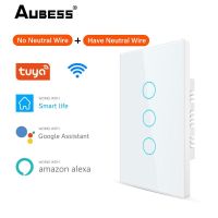 ☇□☁ Tuya WiFi US Smart Touch Switch 1/2/3 Gang Wall Button Neutral Wire/No Neutral Wire Support Smart Life Alexa Google Home