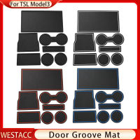 7pcs รถซิลิโคนประตู Groove MAT สำหรับ Tesla รุ่น3 2016 2017 2018 2019 2020 2021 Gate SLOT MAT ถ้วยน้ำ Pads อุปกรณ์เสริม