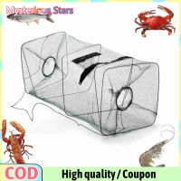 ลึกลับ Stars【Ready Stock】Nylon Outdoor Shrimp Cage Fishing Tool Foldable Square Small Fish Net Pocket With Zipper Portable Import Tank Automatic Strong Thick Dense Hole Fishing Net Shrimp Trap,Fish Cage