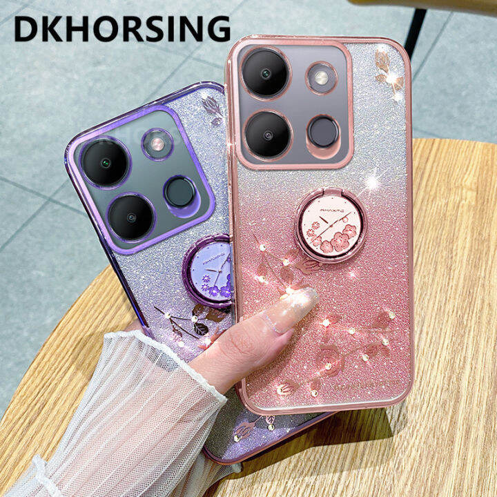 dkhorsing-เคสโทรศัพท์ป้องกันกล้องสำหรับ-note-อินฟินิตี้30-30vip-30i-smart7-30pro-hot30-30i-ไฟฟรี30play-ไล่ระดับสีระยิบระยับหรูหรานิรันดร์กุหลาบปลอกอ่อน-infinix-note30-4g-5g-เคสซิลิโคนเคลือบอิเล็คโทรเพ