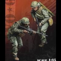 1/35 United States Marine Corps, Around The Corner (3), Resin Model Soldier GK, WWII, Unassembled and unpainted kit