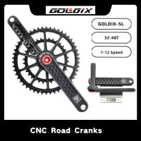 GOLDIX Ultralight จักรยาน Crankset 32-48T GXP CNC Double Chainring 160165170175มม. ความยาว0มม. Offset Hollow จักรยาน Crank