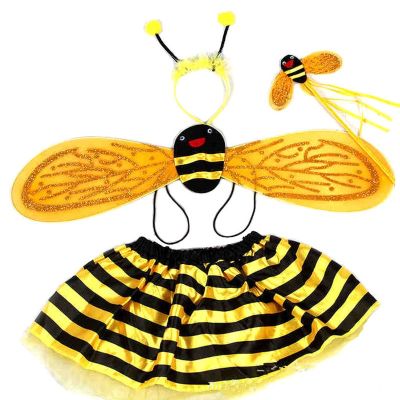 [Cos imitation] 4ชิ้นชุดสาวฮาโลวีนคริสต์มาสคอสเพลย์ Bee Ladybird เครื่องแต่งกายน่ารัก Angel Wings อนุบาล Stage Performance Props