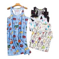 【Duoduos pajamas】ชุดนอนแขนกุดสำหรับผู้หญิง,ชุดราตรีชุดนอนลายการ์ตูนน่ารักน่ารักขนาดพิเศษฤดูร้อน