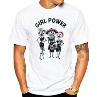 Gril Power To The End Black Tshirt Sugar Skull Screen Printed Hand Painted Shirt Men T Shirt Gildan