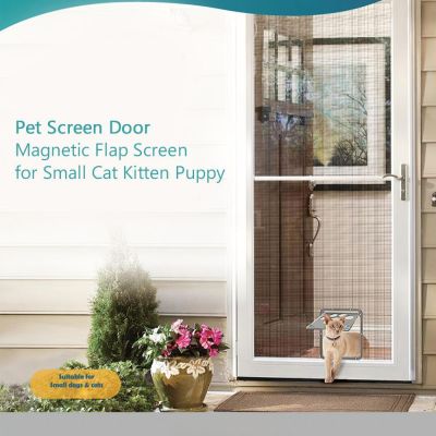 Zone Pet Screen Door Magnetic Flap Screen Automatic Lockable Black Door for Small Cat Kitten Puppy