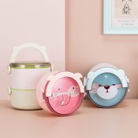 ▥▲☎ Cute Cartoon Bento Box For Kids School Food Storage Container Microwavable Portable Picnic Basket Round Lunchbox With Handle