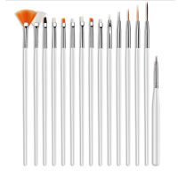 15pcs Manicure Gel Brush Set Painting Drawing Pen Kit UV Gel Design Paint Brush Set Nail Art Acrylic