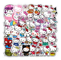 ⚡พร้อมส่ง⚡50ชิ้น kitty คิตตี้ sticker พลาสติกกันน้ำ สีคมชัด ตัวอย่างด้านในจ้า