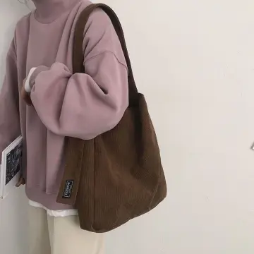 Korean style corduroy sales tote bag