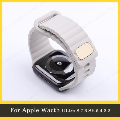 สายซิลิโคนสำหรับ Apple Watch Ultra 49มม. Apple Watch 8 7 41มม. 45มม. 42มม. 38มม. 44มม. 40มม. สำหรับ I Watch Series 8 7 6 SE 5 4 42มม. 38มม. 44อุปกรณ์เสริมสร้อยข้อมือมม. 40มม.