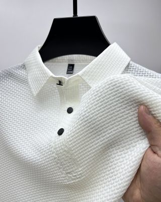 แบรนด์เสื้อผ้าฤดูร้อนใหม่เสื้อกอล์ฟผู้ชายแขนสั้นผ้าไอซ์ซิลค์ระบายอากาศได้แนวธุรกิจแฟชั่น4XL สำหรับผู้ชาย